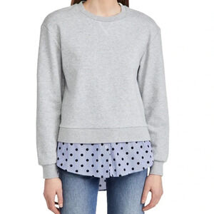 JASON WU Layered Poplin Mixed Media Cotton Jersey Crewneck Sweater
